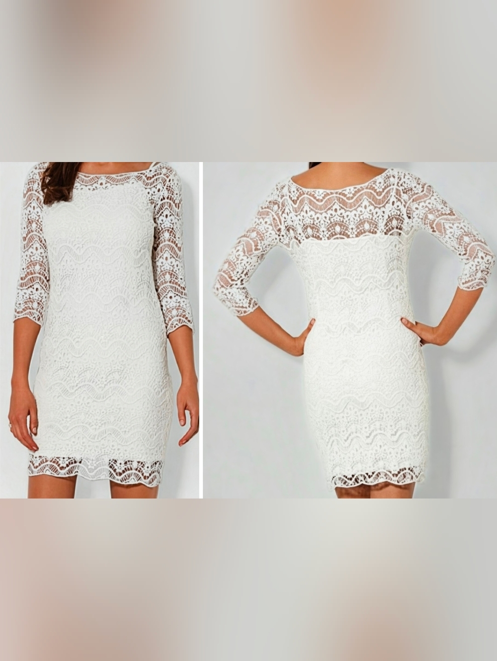 Lauren Ralph Lauren White Lace Dress Lined sz L